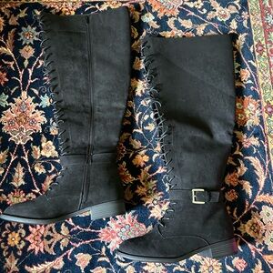 Torrid Size 11 Black Over the Knee Lace Up Boot